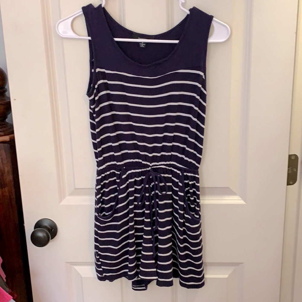 Navy and White Striped Romper